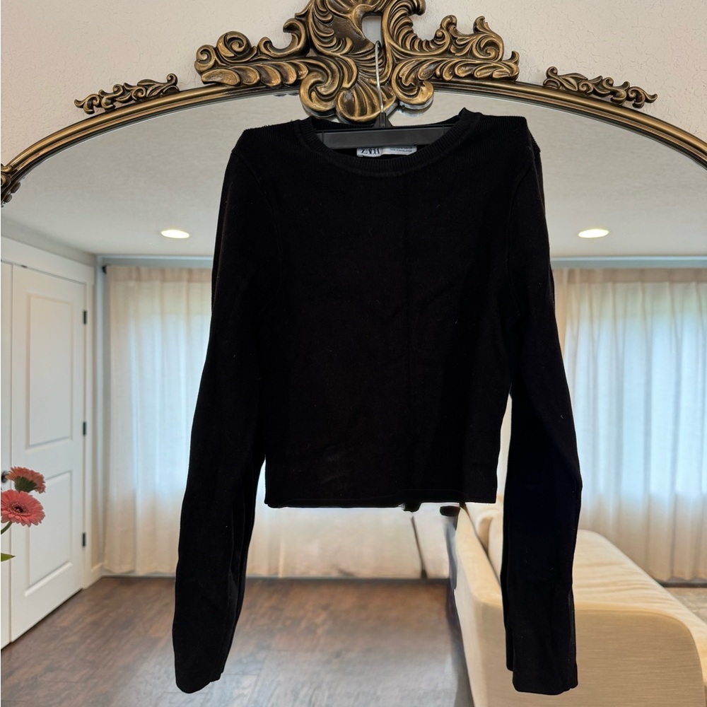 Zara Knit Black Crop Topb
